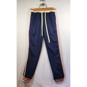Milk Run Navy Blue Track Pants Striped Athletic Joggers Mens Small